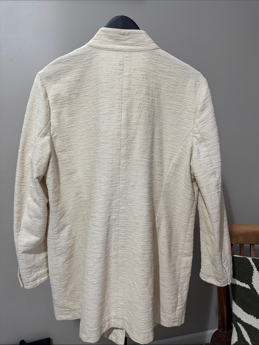 J. Jill Cream/ pale yellow Textured Cotton Longline Jacket – Size L - Picture 7 of 9